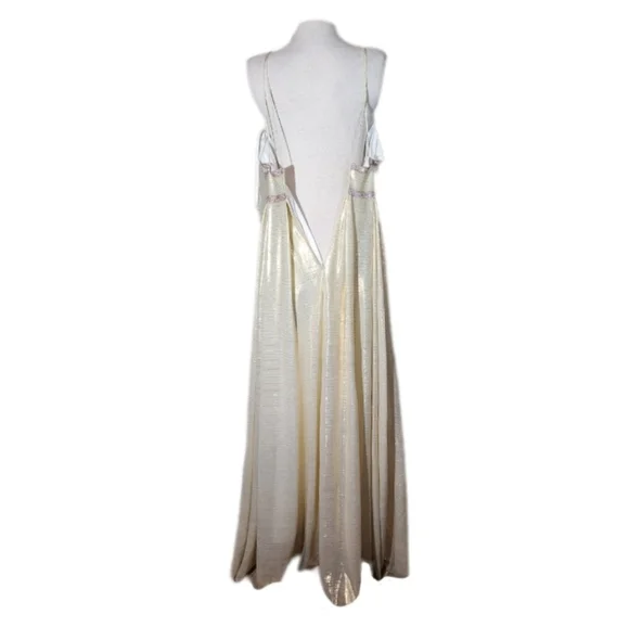 Camille Dress Metallic Sweetheart Rhinstone Maxi Champagne Plus Size 14 - Picture 8 of 17